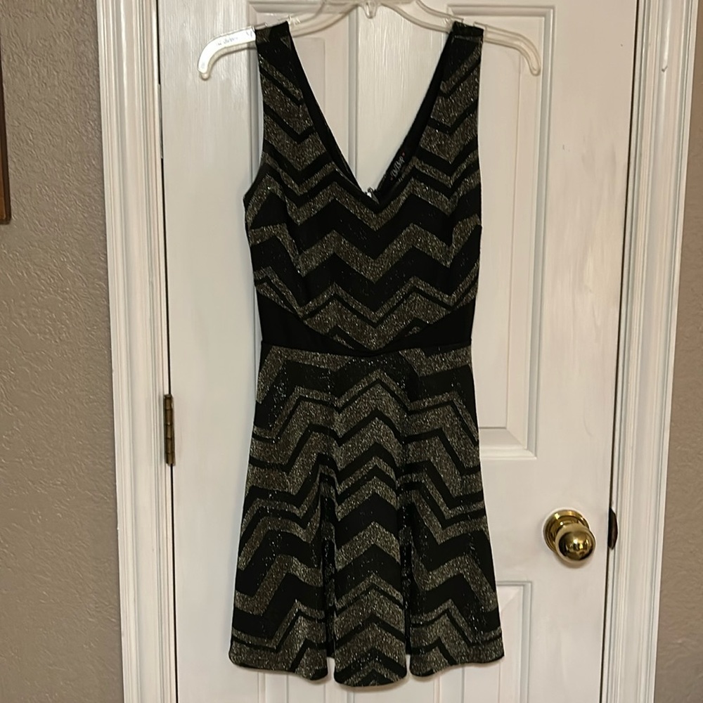 Junior party dress/ black & gold/ small/ just above knee length